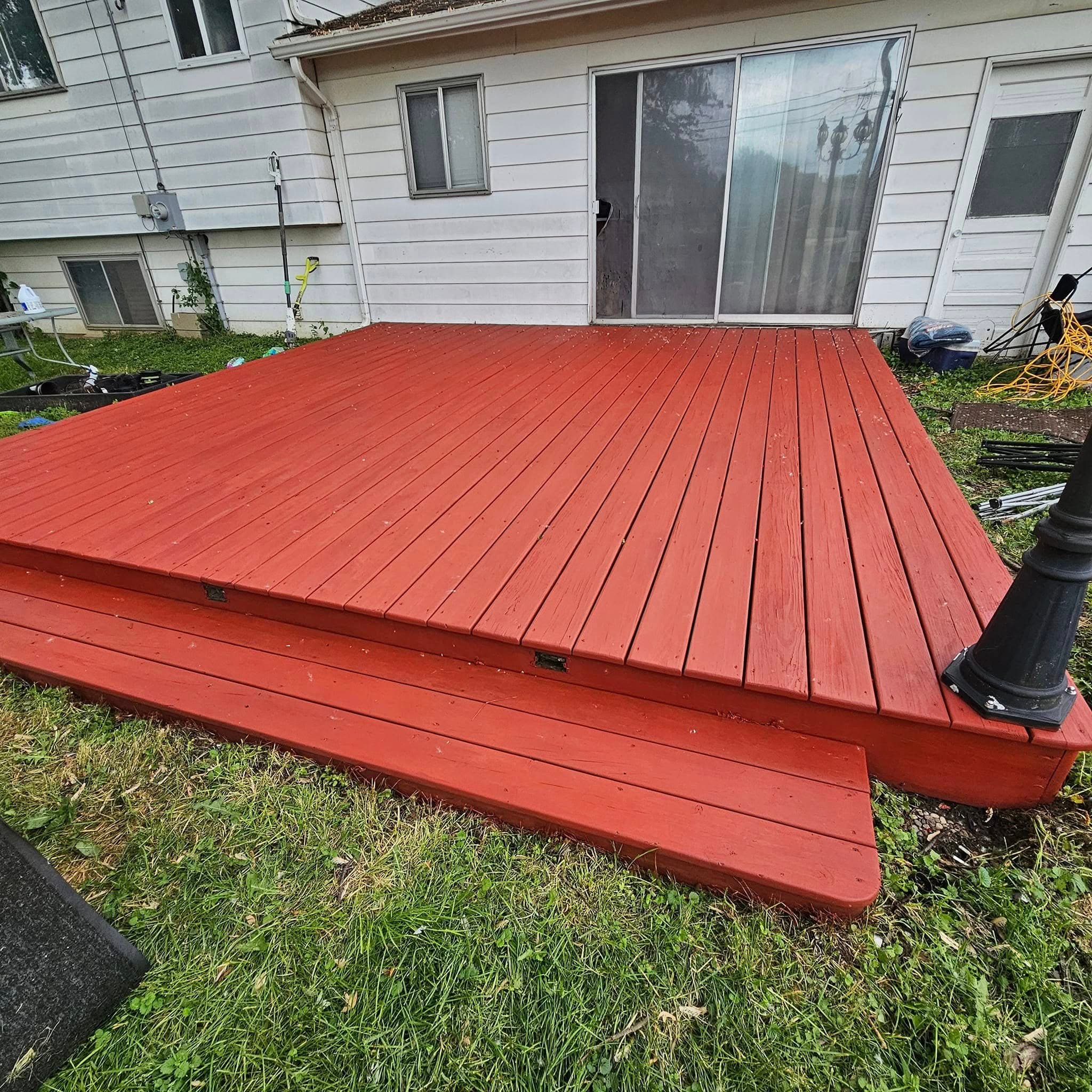 Wood deck cleaned and brightened after professional washing