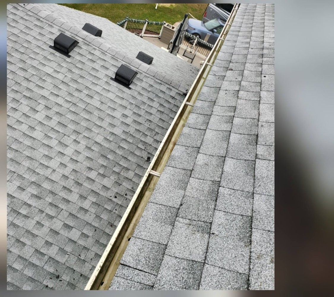 Same gutter run clear after leaves and debris removed