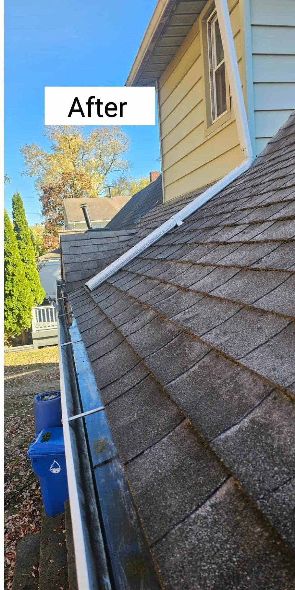 Gutter section after cleaning (image includes printed after label)