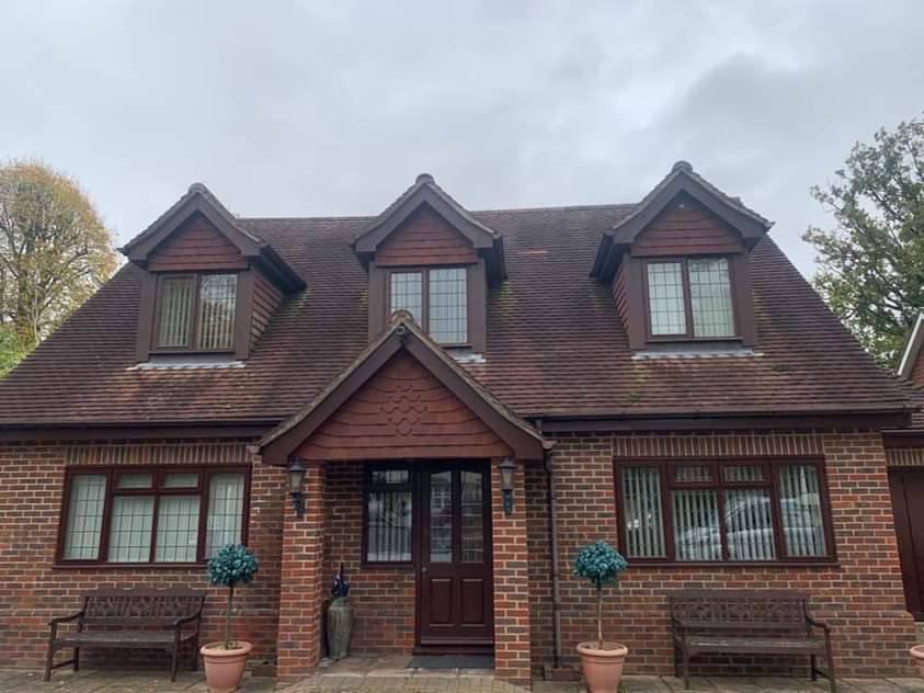 Full house exterior with dirt, mold, and algae buildup before soft washing