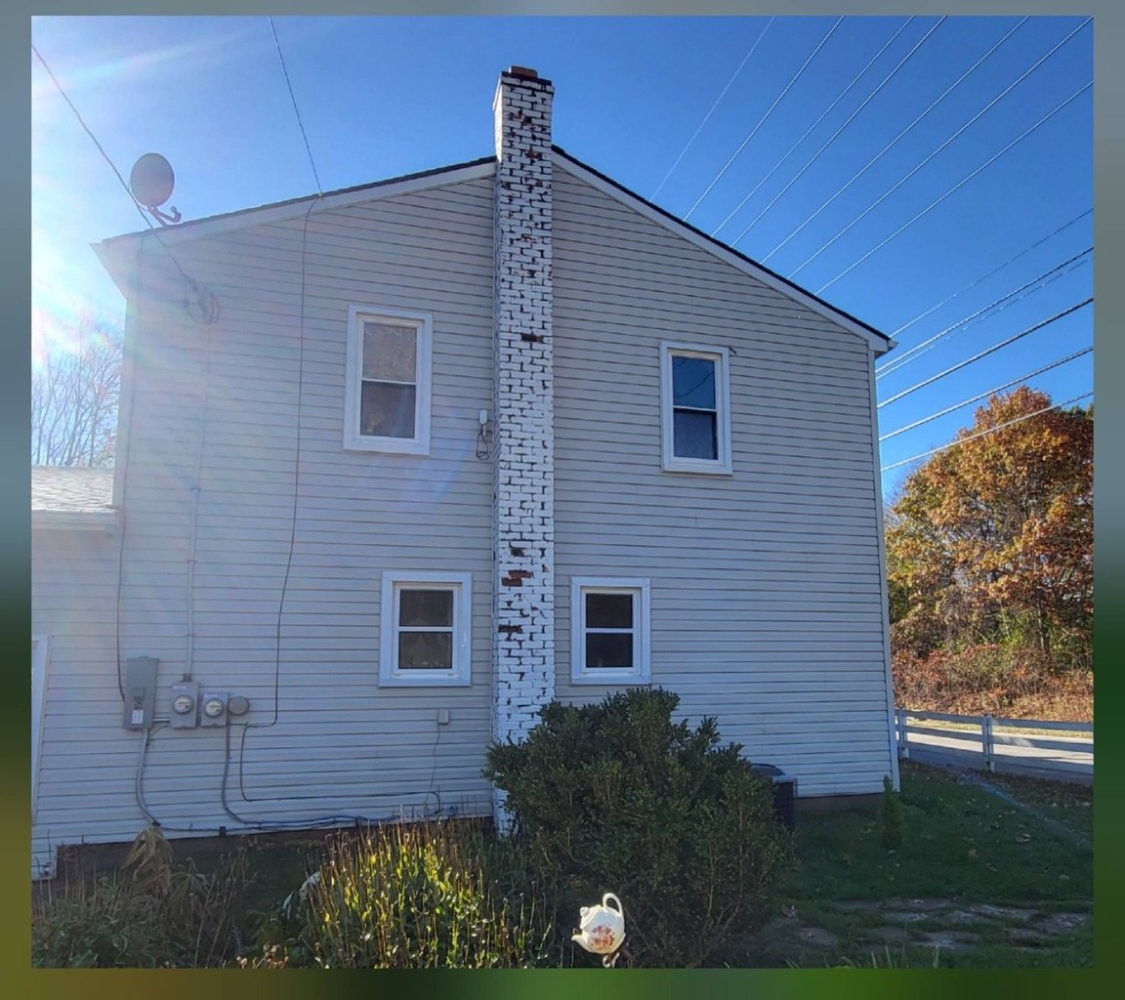 Full wall dramatically brightened after exterior cleaning
